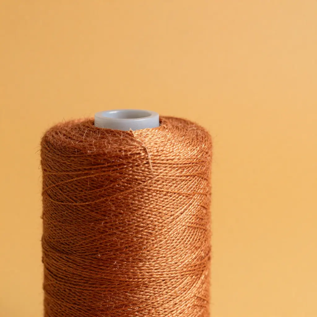 Close-up of precise stitching work